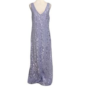 Vintage Patra 14 Lavender Purple Burnout Beaded V Neck Maxi Dress Sleeveless